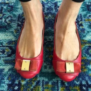 Red flats with bow